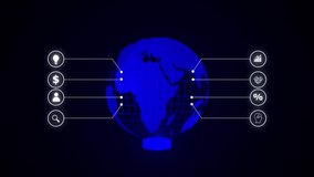 Global customer journey concept with icons representing idea money people search growth handshake. Digital globe represents global business and connection. Innovation and strategy - Powered by Shutterstock - Get 15% off with code: PIKWIZARD15