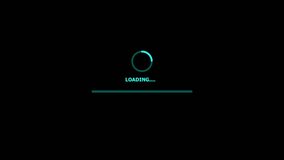 Loading bar represents progress and processing. Digital interface reflects data transfer and connection.Minimalist neon loading bar animation with spinning circle and progress indicator. - Powered by Shutterstock - Get 15% off with code: PIKWIZARD15