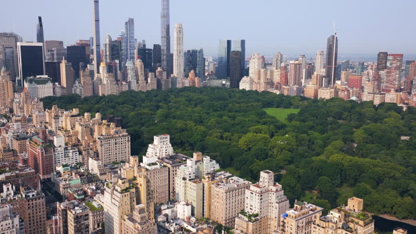 Aerial view over Lennox hill, toward the Central park and Billionaires row, NYC