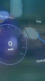 Animation of electric car speedometer data processing over city. Global electric car travel, business, finances, computing and data processing concept digitally generated video. - Powered by Shutterstock - Get 15% off with code: PIKWIZARD15