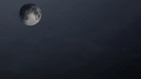 A stunning 4K cinematic moonrise animation featuring a realistic full moon . The moon glides gently across a night sky surrounded by soft atmospheric fog and glowing halo. Perfect as a background - Powered by Shutterstock - Get 15% off with code: PIKWIZARD15