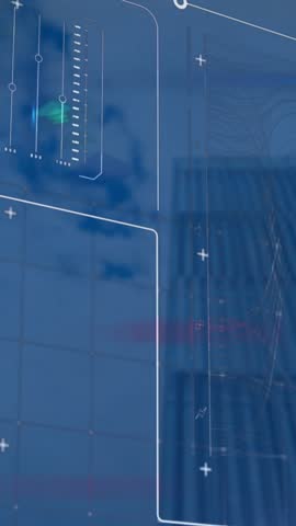 A composite of a real office building and a computer-generated graph interface. Global business finances and digital interface concept digitally generated video.