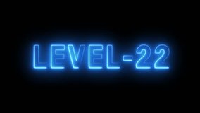 Neon level 22 text animation. Neon level up sign. Neon upper level animation. - Powered by Shutterstock - Get 15% off with code: PIKWIZARD15