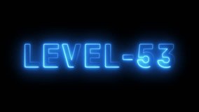 Neon level 53 text animation. Neon level up sign. Neon upper level animation. - Powered by Shutterstock - Get 15% off with code: PIKWIZARD15