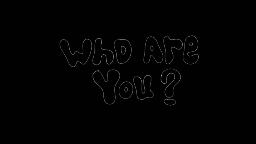 Motion Text Effect of hand lettering custom bubble white Sub Title who are you stop motion with black background about motivation video, education, kids, cartoon, blackboard video