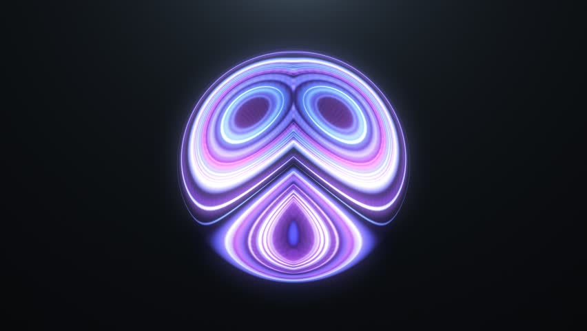 Abstract glowing 3D sphere with neon concentric rings and smooth reflections. Futuristic energy shape in purple and blue tones on dark background. Perfect for motion design, VJ loops, and sci-fi visua - Powered by Shutterstock - Get 15% off with code: PIKWIZARD15