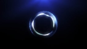 Blue glowing particle ring rotating in dark space. Abstract futuristic energy circle with dust and light effects. Perfect for motion graphics, sci-fi videos, VJ loops, digital backgrounds, and technol - Powered by Shutterstock - Get 15% off with code: PIKWIZARD15