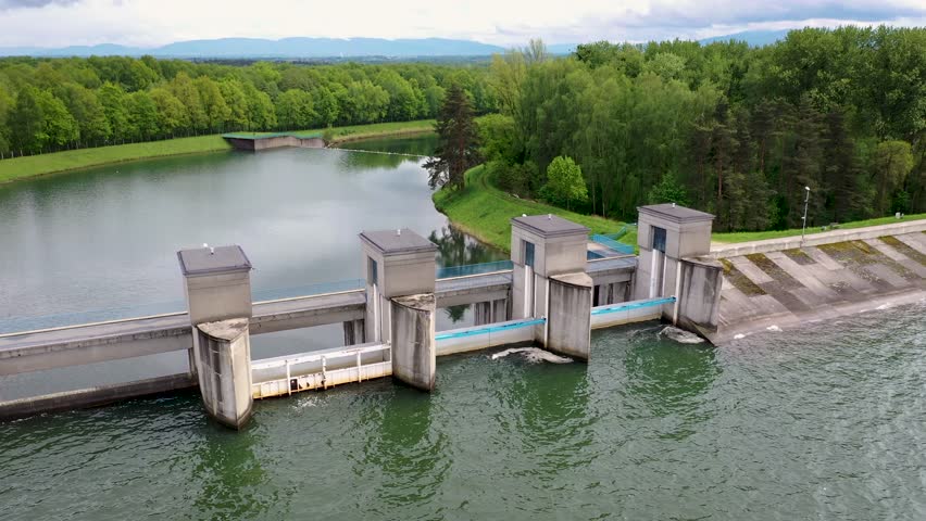 Goczalkowice Reservoir near Goczalkowice-Zdroj village in Silesia region of Poland, created with a dam on the Vistula River, 4k footage