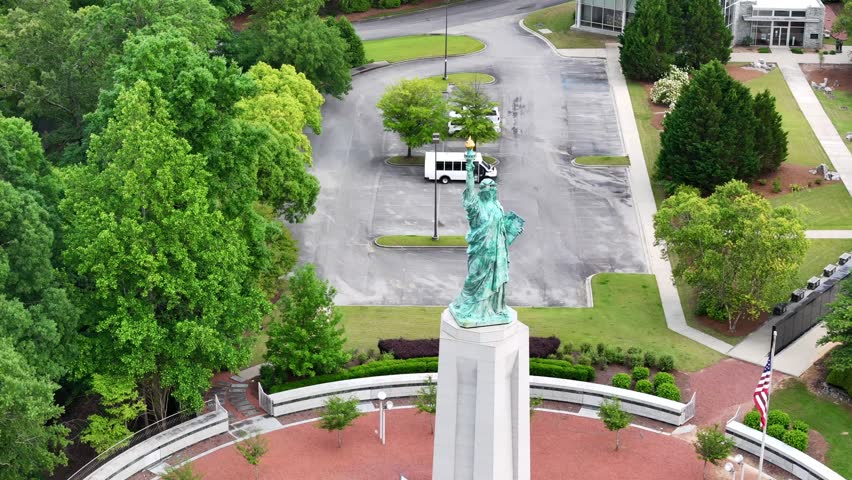 Aerial landscape of Statue of Liberty replica summer day in Vestavia Hills Alabama USA
