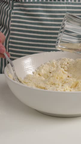 preparing butter pate sablee pie dough put cold water cooking food