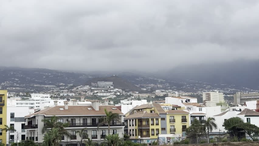 Clouds over the city of Tenerife, Spain