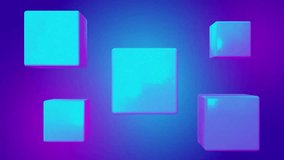 Dynamic 3D animation featuring glowing floating cubes moving gracefully in a vibrant blue and purple gradient background. - Powered by Shutterstock - Get 15% off with code: PIKWIZARD15