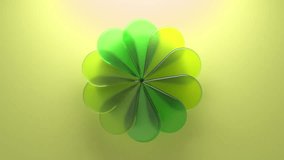 Hypnotic translucent green yellow abstract flower with rotating glass like petals, seamless looping motion graphic for wellness concepts. 3d loop animation 4k - Powered by Shutterstock - Get 15% off with code: PIKWIZARD15