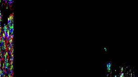 Dynamic abstract digital glitch noise with pixel distortion and interference flickering on a dark screen. Seamless 4K loop of colorful data error texture for modern tech visuals. - Powered by Shutterstock - Get 15% off with code: PIKWIZARD15