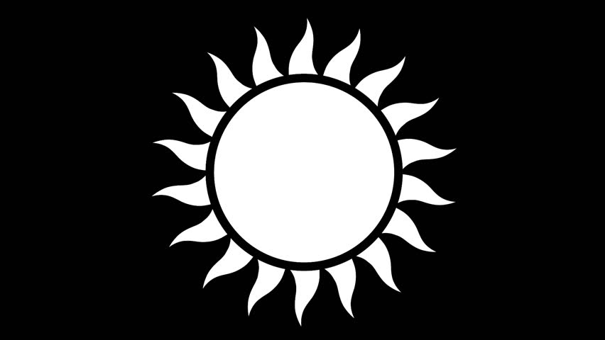 Pulsing Black and White Tribal Sun Logo Loop Animation