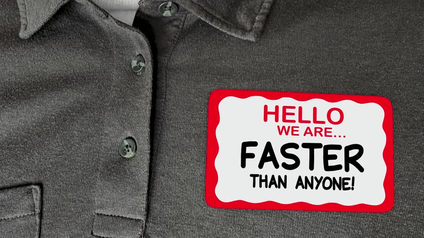 Hello We Are Faster Than Anyone Name Tag Sticker 3d Animation