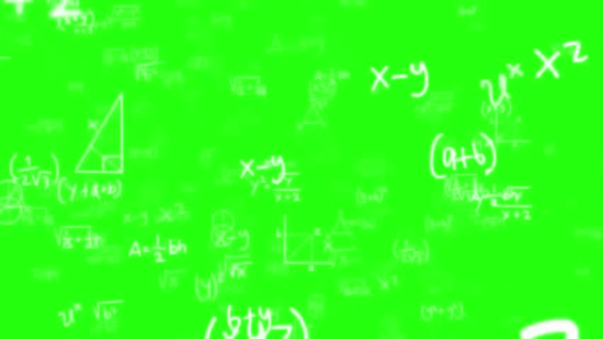 A seamless loop animation of handwritten mathematical formulas and equations floating on a bright green screen. Ideal for chroma key, education, science, and learning concepts. - Powered by Shutterstock - Get 15% off with code: PIKWIZARD15