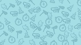 Seamless Hand Drawn Holiday Pattern On Turquoise Background With Gift Boxes Snowflakes Stars And Bells - Powered by Shutterstock - Get 15% off with code: PIKWIZARD15