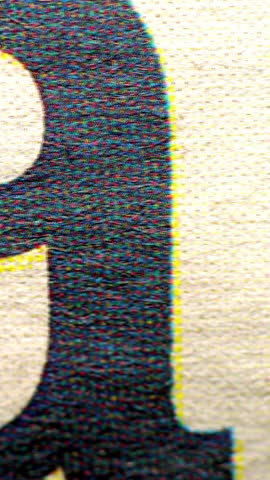 Vibrant Sequence Typographic Newspaper. Fast composite layers of bold letterforms and halftone patterns on aged newsprint, blending chromatic shifts.