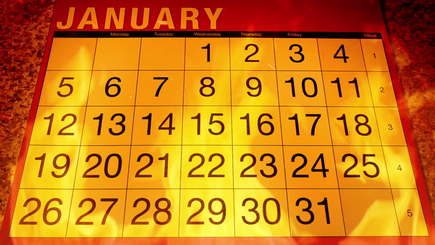 Calendar Is Marked Off In Fire Loop, Time Passing Concept