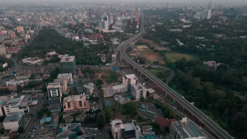 Aerial view of nairobi expressway and city skyline