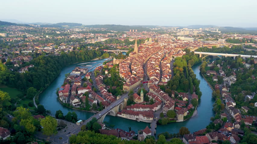 aerial view of Beauty Bern, Switzerlands. Historic Cityscape