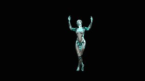 Futuristic AI humanoid with metallic skin and glowing circuits, realistic 3D motion, perfect for sci-fi and tech visuals — includes alpha matte at the end of clip. - Powered by Shutterstock - Get 15% off with code: PIKWIZARD15