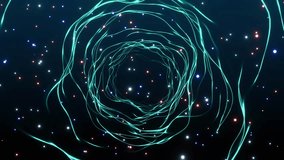 This high-resolution looping animation features a mesmerizing neon spiral tunnel with glowing green and red lines and scattered light dots against a dark cosmic background - Powered by Shutterstock - Get 15% off with code: PIKWIZARD15