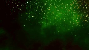 Abstract glowing green and orange particles floating in dark smoky background motion graphic - Powered by Shutterstock - Get 15% off with code: PIKWIZARD15
