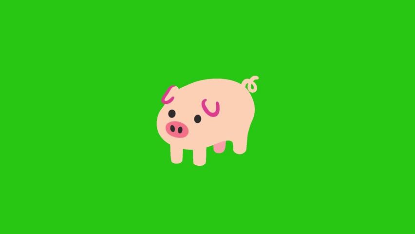A charming pink pig graphic against a bright green backdrop.
