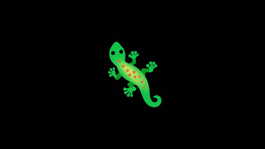 Green lizard graphic depicted against a plain, dark black backdrop.