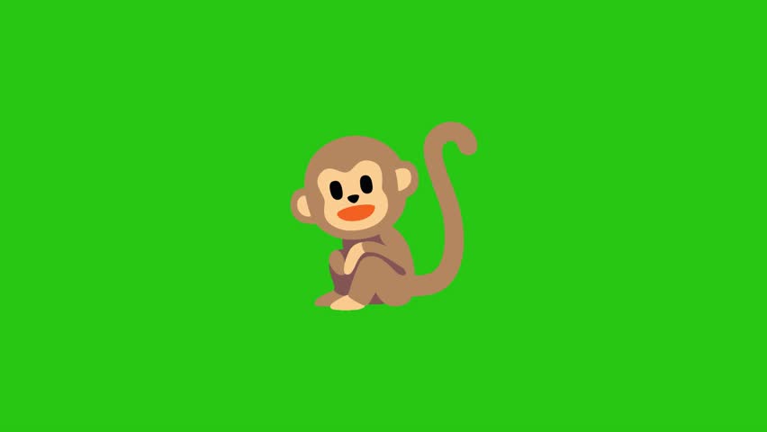 A cute cartoon monkey is displayed against a bright green backdrop.