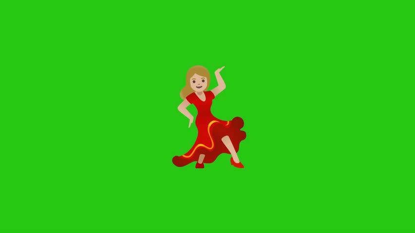 Flamenco dancer emoji displayed against a solid green backdrop.
