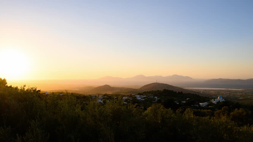 Zia in Kos, Greece famous sunset spot with the view - timelapse