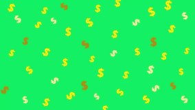Glowing gold dollar symbol pattern animation on a chroma key green background. The symbols gently rotate and subtly scale in and out randomly at intervals. Representing luxury, wealth, and prosperity. - Powered by Shutterstock - Get 15% off with code: PIKWIZARD15