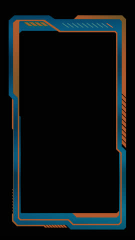Orange and teal futuristic animated frame glowing with neon light. Useful and elegant looping overlay for live streams, social media stories and modern presentations.4K includes transparent background