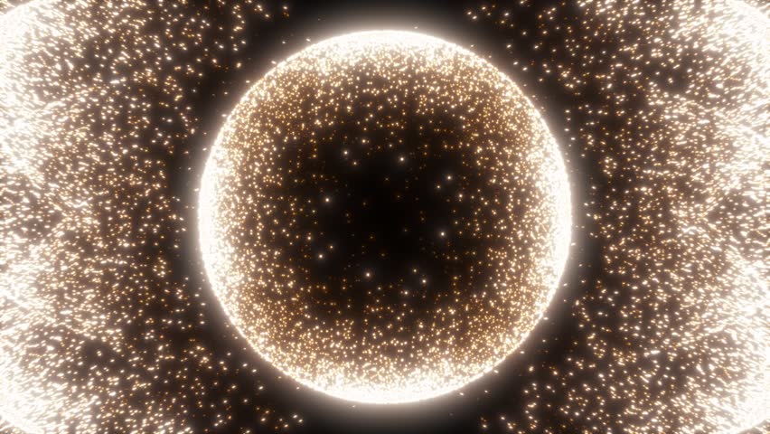 Gold Particle Sphere With Particles scatter from beside Overlay Effect Backgroud