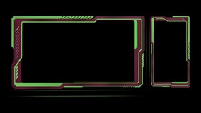 Neon green and purple animated futuristic user interface with glowing lines and frames for streaming or gaming. Seamless looping digital design with an alpha channel for easy integration - Powered by Shutterstock - Get 15% off with code: PIKWIZARD15