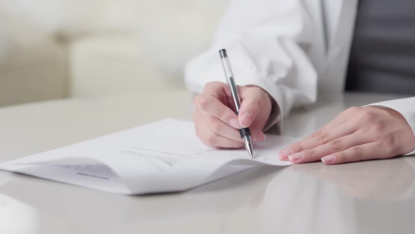 Asian woman signing a contract