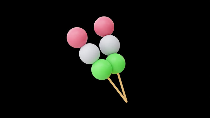 3d Dango icon Rotating on Transparent Background