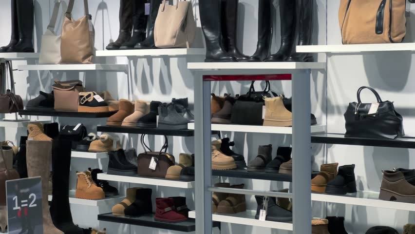 Winter Footwear and Handbags Display: Women