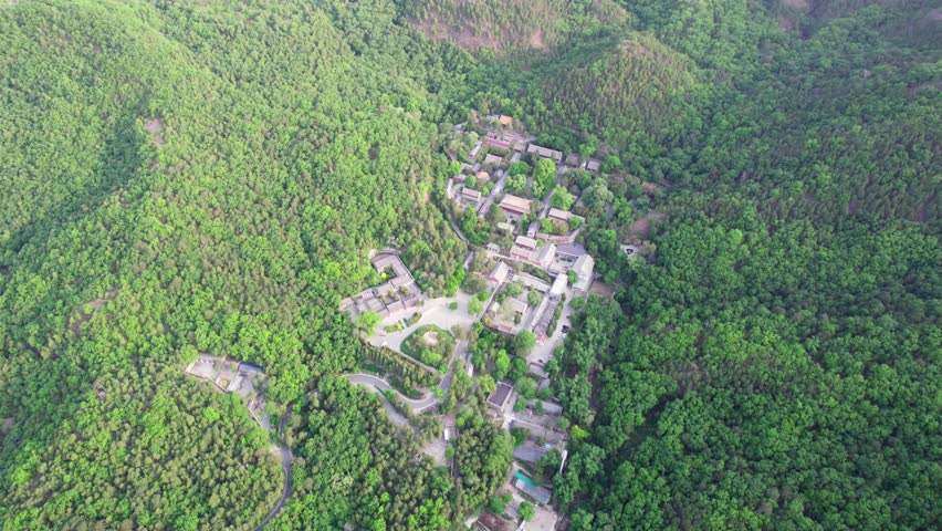 Beijing, China - 14th May 2023 - Aerial view of Beijing Tanzhesi temple