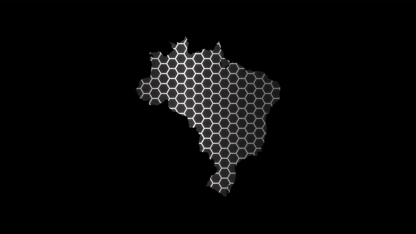 Brazil island animated with hexagonal grid,  Video intro 4K 