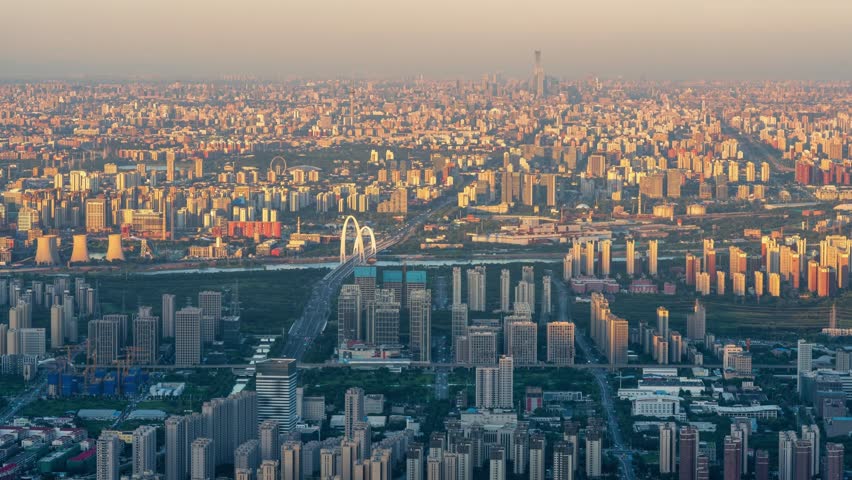 Beijing, China - 9th August 2025 - Overlooking Bejing cityscape Mentougou district day to night