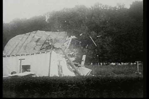 1920s - A plane crashes into a barn in this 1928 stunt film.
