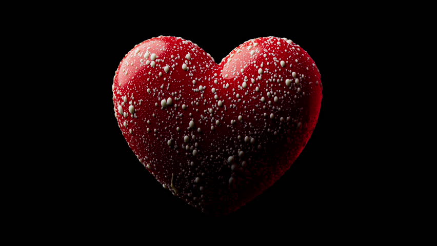 Red heart with white liquid drops dripping down.