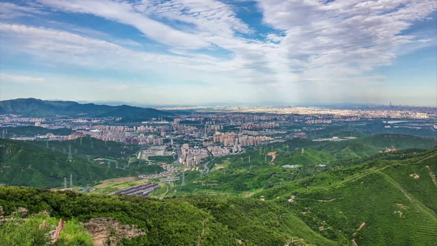 Beijing, China - 4th September 2024 - Overlooking Bejing cityscape from Mentougou district Western Hills