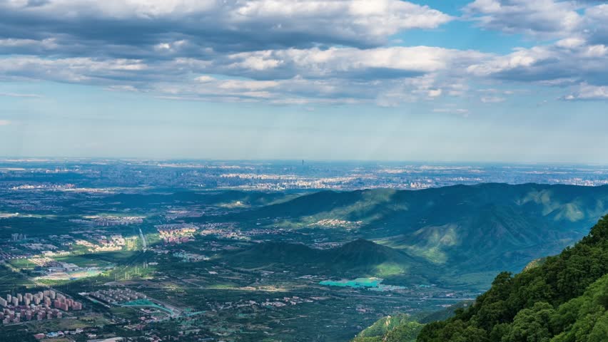 Beijing, China - 31st May 2024 - Overlooking Beijing cityscape from Miaofeng Mountain