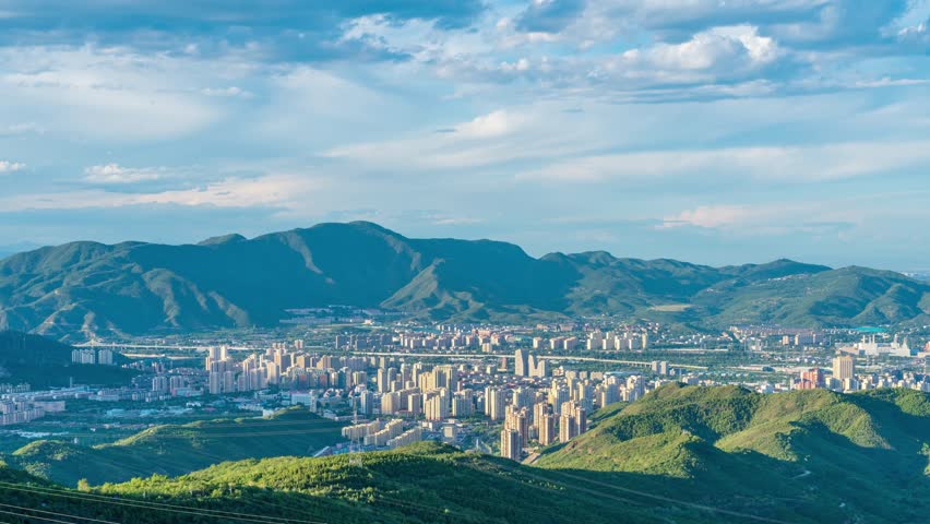 Beijing, China - 3rd July 2023 - Overlooking Beijing Mentougou district from Western hills