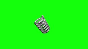 3D metal spring rotating on green screen background, realistic steel texture, shiny chrome reflection, smooth looping rotation, coiled wire shape, metallic elasticity, high-quality rendering. - Powered by Shutterstock - Get 15% off with code: PIKWIZARD15